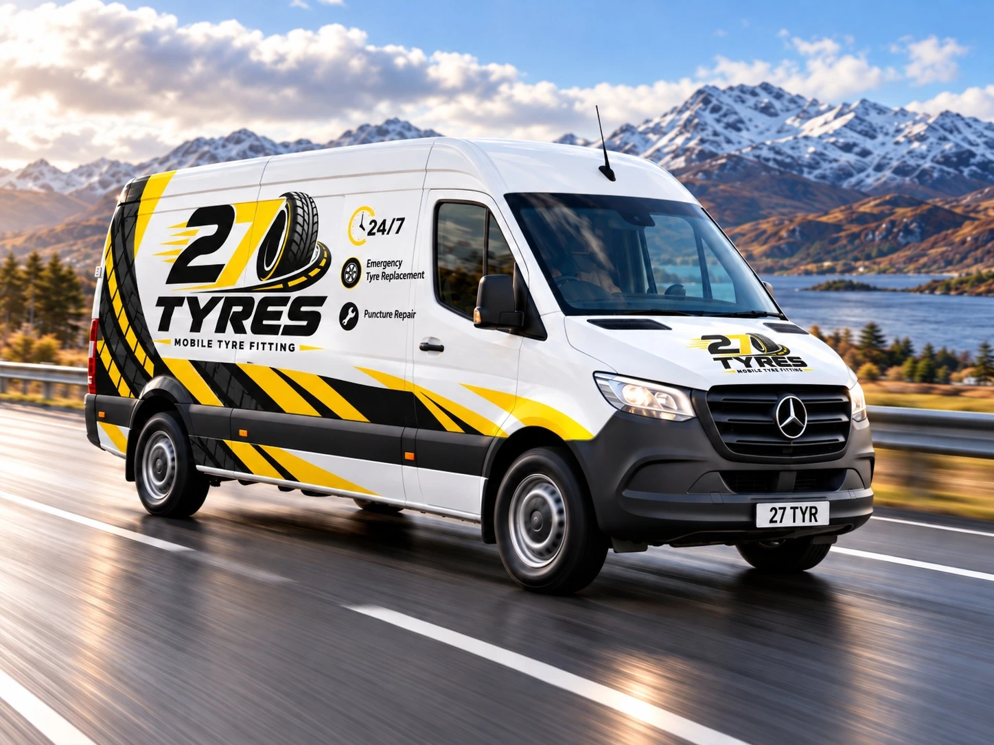 27 Tyres mobile tyre fitting van travelling across Scotland